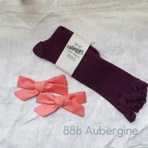 [ 꼴레지앙] Josephine  High lace kneesocks  no. 886  Aubergine