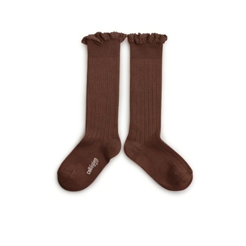 [ 꼴레지앙]  Josephine  High lace kneesocks  no. 786 Chocolate au lait