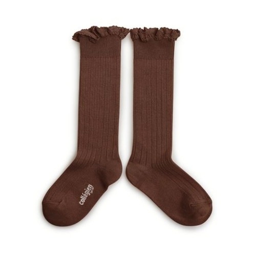 [ 꼴레지앙]  Josephine  High lace kneesocks  no. 786  Chocolat au Lait